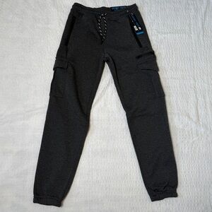 Boys Gray Cargo Jogger Fleece Pants Size 10/12 Kids Sweatpants